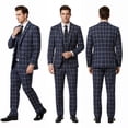 thumbnail image 2 of Beauty-Emily Men's Plaid Suit Set, 3 Pcs Single Breasted Peak Lapel Blazer Vest & Pants, Slim Fit Formal Wear for Wedding, Prom & Party, 2 of 12