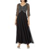 J Kara Womens Gown Petite Embellished Mesh Sleeve