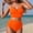 *Orange, variant on ClodeEU Women's V-Neck High Waisted Tankini Set,2-Piece Solid Swimsuit,Tummy Control Bathing Suit Black,Womens Plus L