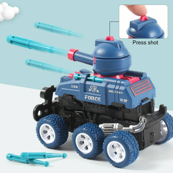 Zhaomeidaxi Launchable Tank Toy Multicolor Collision Deformation Six-wheel Inertial Off-road Vehicle Toy Gift Children's Toy Plastic Realistic Cartoon tank3 Light Blue 1Pcs
