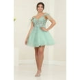 thumbnail image 3 of May Queen MQ2066 Juniors Womens Floral Lace Applique Prom Party Short Dress, 3 of 8