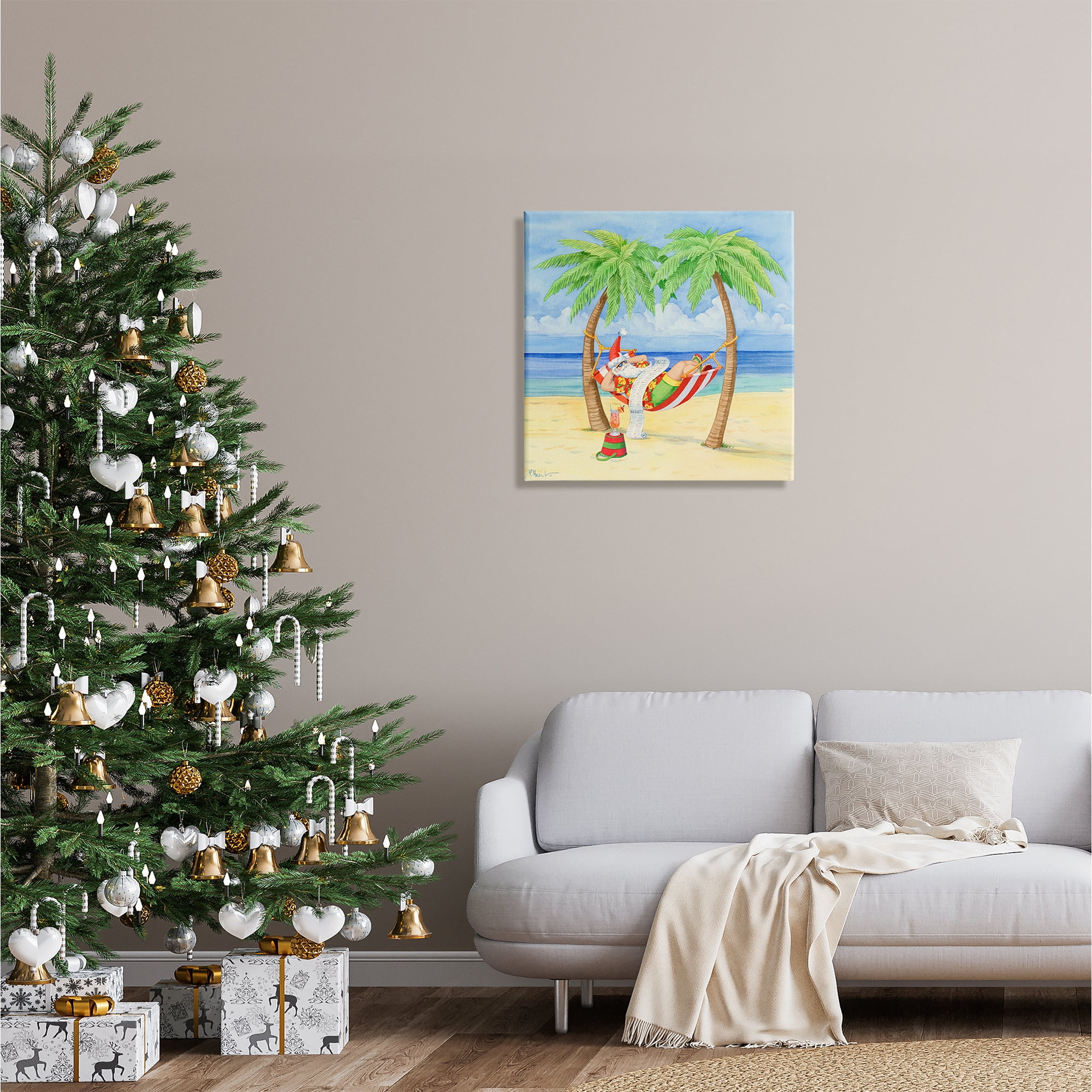 Stupell Industries Santa on Beach Hammock Holiday Painting Gallery Wrapped Canvas Print Wall Art, 24 x 24