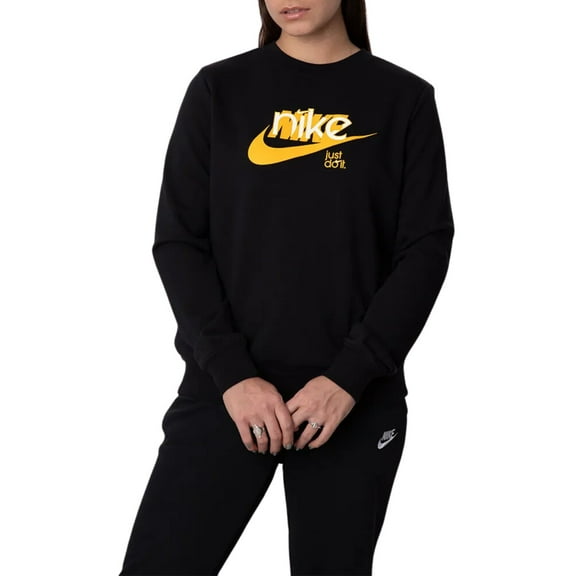 Women's Nike Sportswear Club Fleece Graphic Sweatshirt Color: Black Size: X SMALL