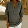 thumbnail image 2 of Aboser Womens Half Sleeve Blouses Dressy Casual V Neck Shirts Going Out Tops 2026 Summer Beach Vacation T Shirt Solid Color Plain Blouse, 2 of 8