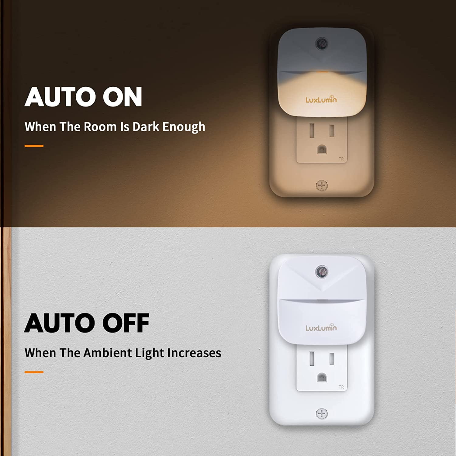 LED Night Lights Plug into Wall with Dusk-to-Dawn Sensor, Automatically Turn on and Off,Night Light for Kids,Bedroom,Bathroom,Stairs,Warm White, 6 Packs