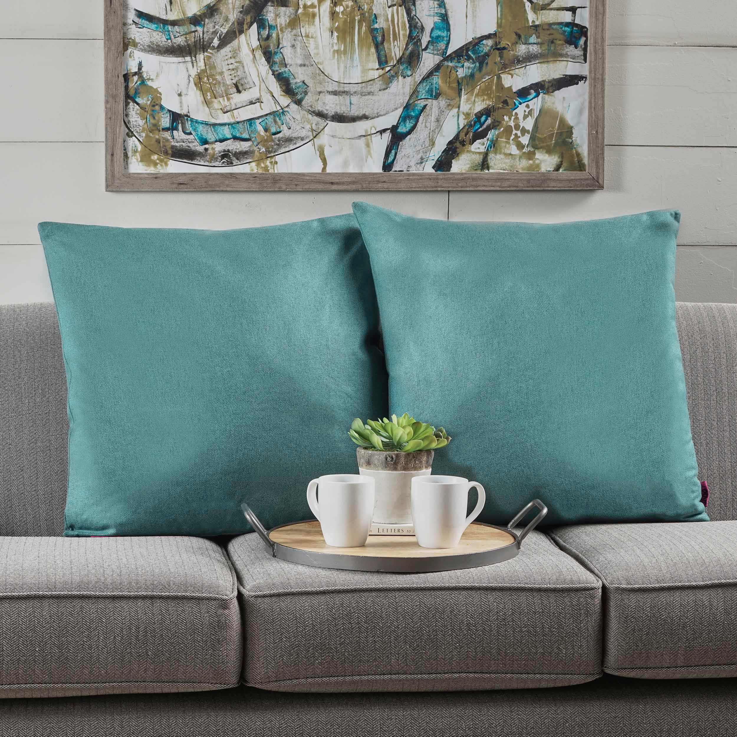 Noble House Stauss Fabric Pillows, Set of 2, Dark Teal