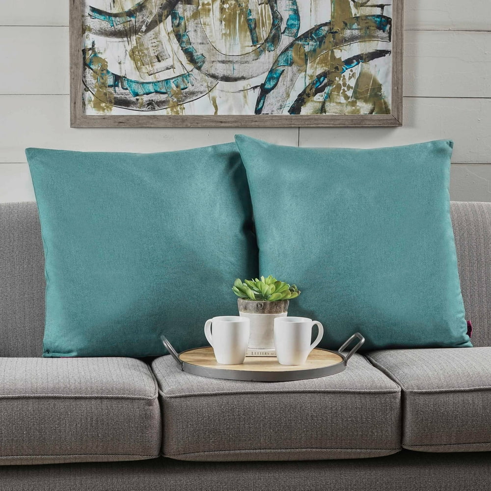 Noble House Stauss Fabric Pillows, Set of 2, Dark Teal