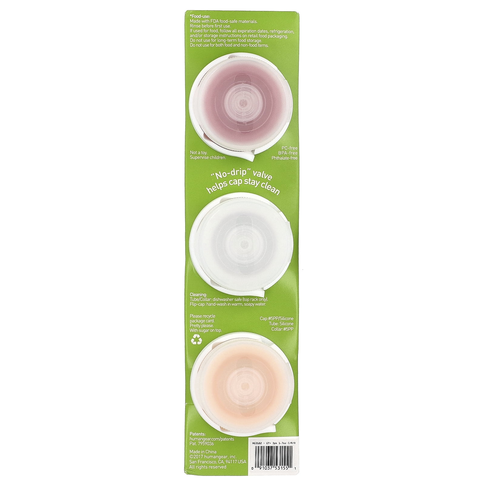 Humangear GoToob+ Soft Silicone Travel Bottle 3-Pack - Small - Clear/Red/Orange