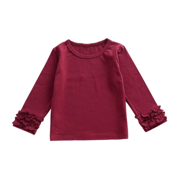 Mercatoo Toddler Girl Ruffle Long Sleeve T-Shirt Cotton Top Tee Round Neck White Blouse Puff Sleeve for Spring Fall