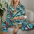 thumbnail image 6 of Honeii Colorful Fishing Baits print Women's Pajama Sets Long Sleeve Button Down Sleepwear Nightwear Soft Pjs Lounge Sets-Large, 6 of 7