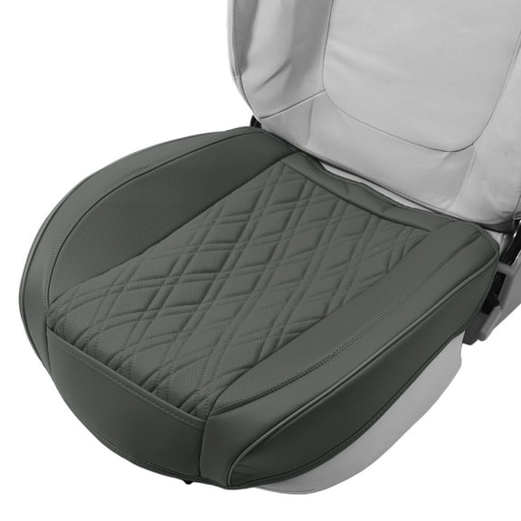 Unique Bargains Car Bottom Seat Pad Cover Gray Faux Leather Rhombus Semi-enclosed Stereo Universal for Car SUV Truck 1 Pc