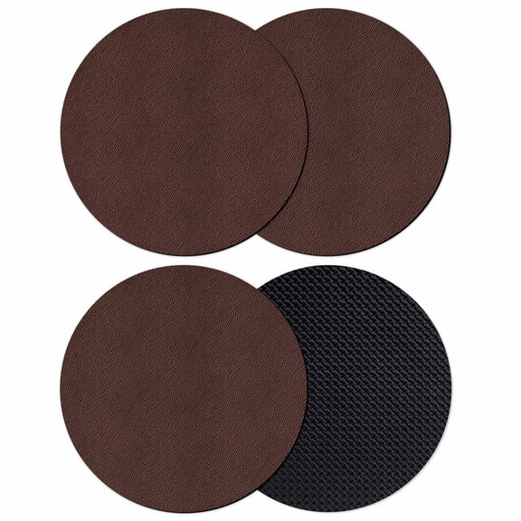 Solid Brown Coasters Set of 4, Soft Absorbent Coasters for Drinks, Vintage Minimalism Abstract Denim Pattern Non-Slip Cup Coaster Mat with Rubber Bottom for Home Kitchen Coffee Bar Table Decor 4"