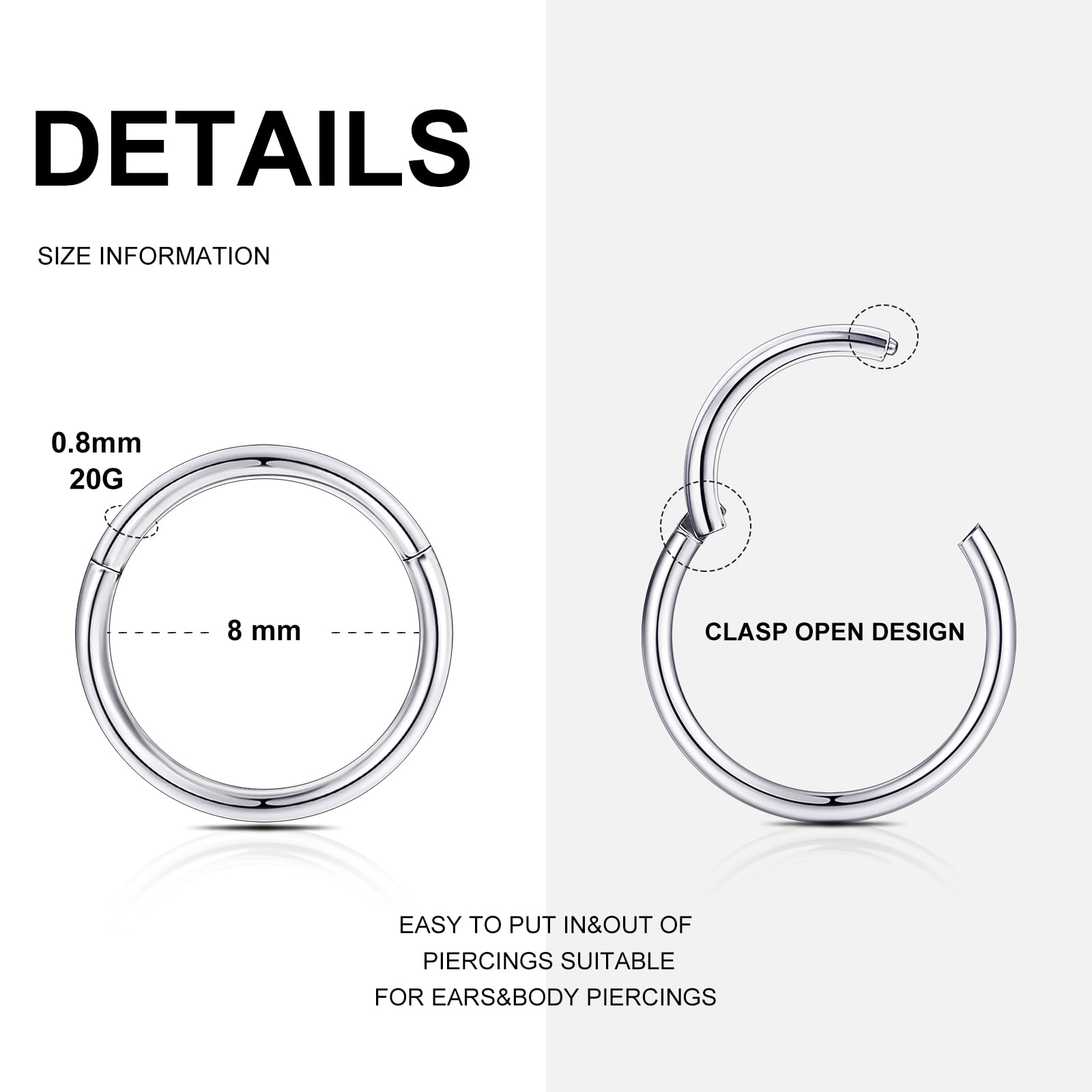 Hoop Nose Ring Surgical Steel Septum Body Piercing Nose Jewelry