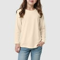 thumbnail image 2 of idosla Girls Long Sleeve T Shirts Kids Fall Tops Crewneck Basic Tees (Beige, 18-24 Months), 2 of 5