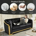 thumbnail image 6 of Wiilayok 84" Velvet Luxury 3 Seat Sofa, Mid-Century Classic Chesterfield Sofa Couch With Button Tufted,Golden Lines for Living Room,Black, 6 of 9