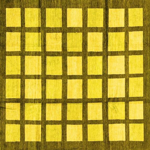 Ahgly Company Indoor Square Checkered Yellow Modern Area Rugs, 4' Square