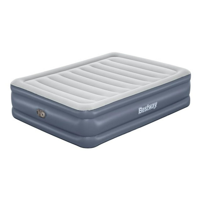 Bestway Tritech Colchón de aire cómodo y duradero de 20 pulgadas de grosor, cama inflable relajante portátil con bomba de CA incorporada para inflado de 4 minutos, Queen