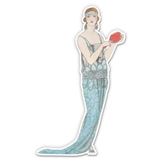 Roaring 20s Style Woman Art Deco Beauty - 3" Vinyl Sticker - For Car Laptop Water Bottle Phone - Waterproof Decal