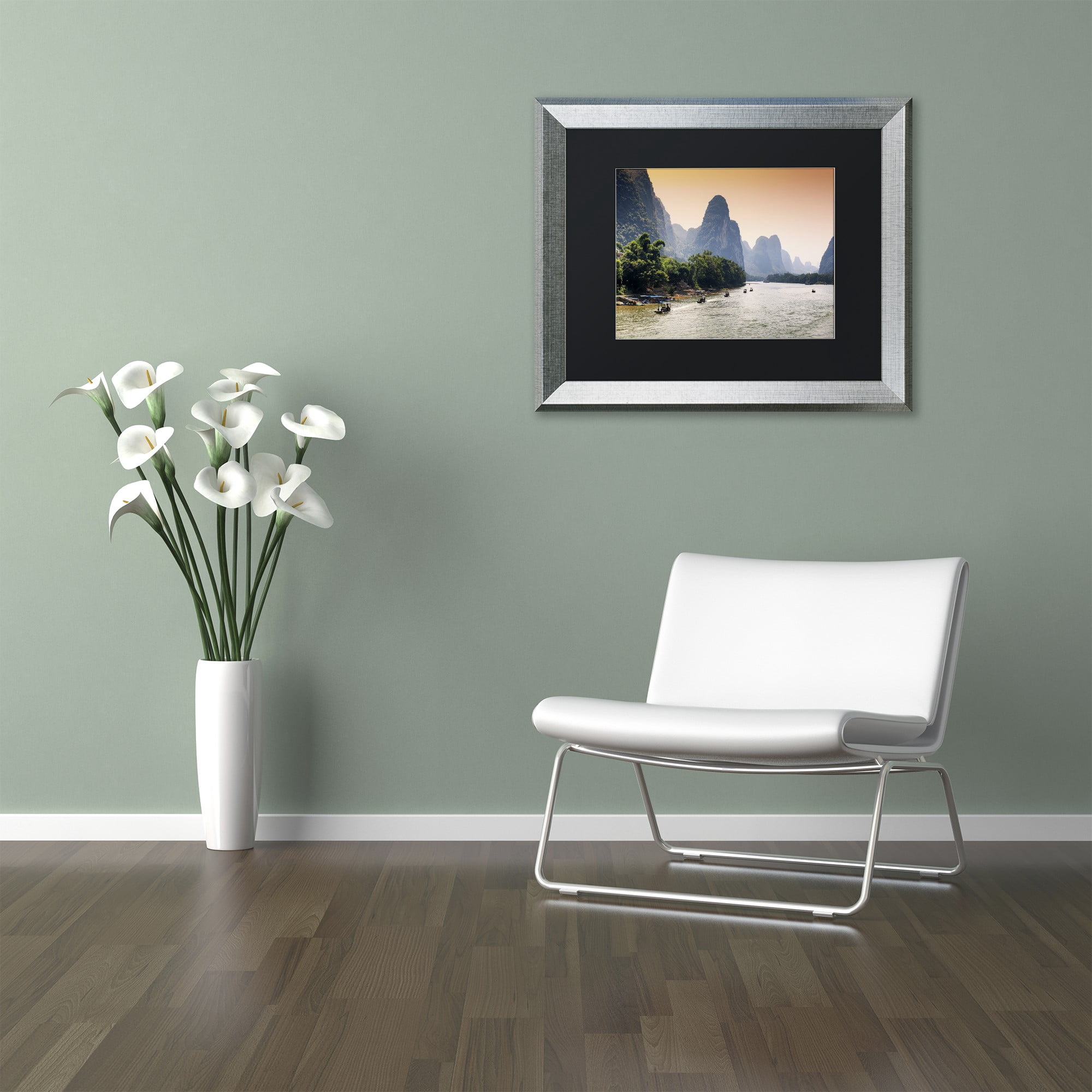 Trademark Fine Art "Li River" Canvas Art by Philippe Hugonnard, Black Matte, Silver Frame