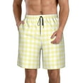 thumbnail image 1 of Honeii Shorts Décontractés pour Hommes à Imprimé Damier Jaune Citron avec Cordon de Serrage, Maillots de Bain Séchage Rapide Shorts de Plage-Grand, 1 of 6