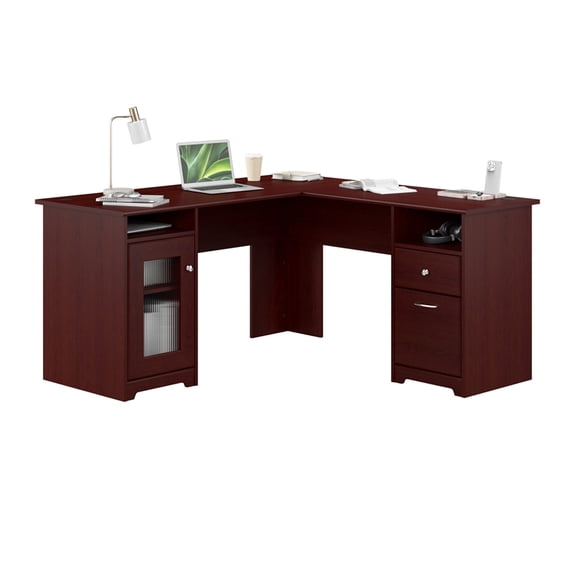 Bush Furniture Cabot 60" L-Shaped Computer Desk in Harvest Cherry