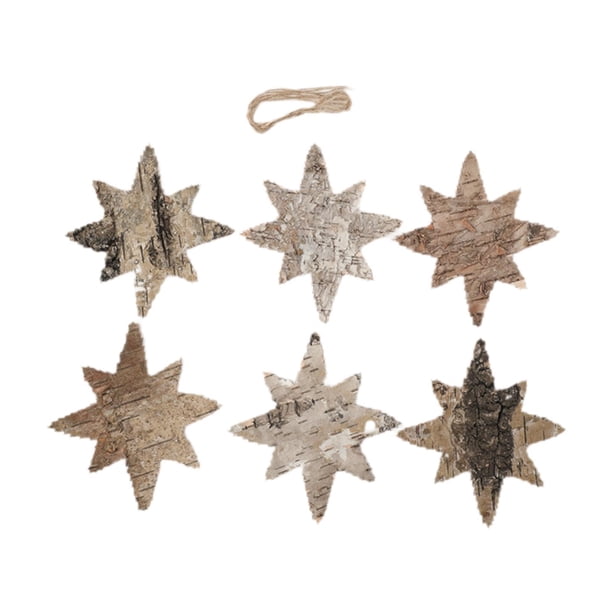 6 piezas de adornos navideños de madera para fiestas, accesorios fotográficos para interiores Estrella octogonal