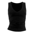 thumbnail image 3 of Women’s Summer V Neck Tank Top Double Lined Going Out Crop Tops Sexy Ruched Sleeveless Workout Slim Fit Shirts, 3 of 3