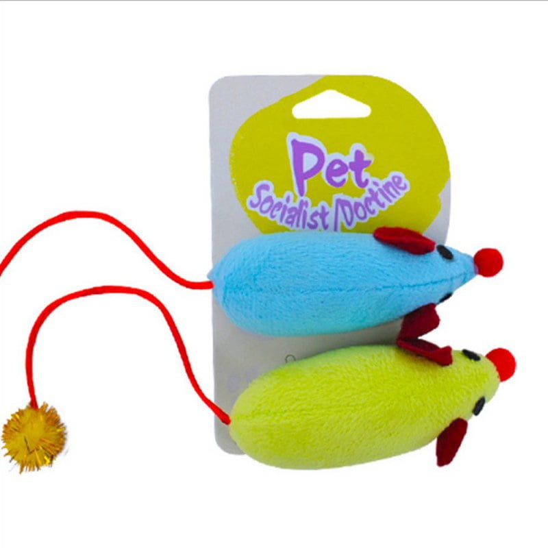 2pcs Pet Soft Plush Simulated Mouse Toy Cat Scratch Biteresistant Fake Fat Mice Toy For Teasing