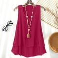 thumbnail image 2 of Staron Spring Summer Women's Double Layer Strappy Tank Top Casual Sleeveless Blouse Solid Color Fashion Loose Comfy Vacation Beach Travel, Pink XL, 2 of 7