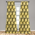 thumbnail image 5 of Ambesonne Grunge Curtains, Retro Striped Vintage, Pair of 28"x95", Black and Earth Yellow, 5 of 5
