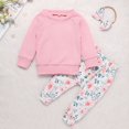 thumbnail image 1 of Conjunto de sudadera, pantalón y diadema de invierno con estampado floral para bebé recién nacido SDJMa, 1 of 8