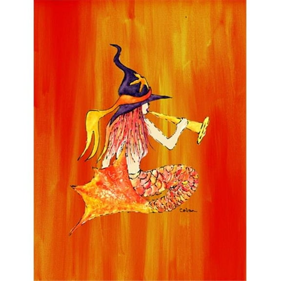 Carolines Treasures  28 x 40 In. Halloween Mermaid In Witches Hat Flag Canvas, House Size