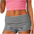 thumbnail image 2 of Maqroz Striped Elastic Waist Shorts for Women Lightweight Summer Breathable Clothing Fashion Solid Color Outfits with Side Pockets, 2 of 6