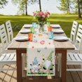 thumbnail image 4 of Table Runners 108 Inches Long Dress Scarves, Happy Easter Farmhouse Coffee/Dining/Kitchen Table Runner for Living Room, Green Blue Gnomes Bunny Flowers Striped 13x108 Inch, 4 of 9