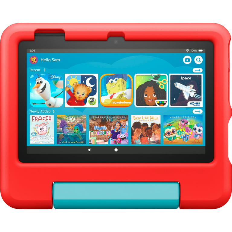 Fire_hd 7 Kids Tablet Red, 7 HD Display, 2022 12th Gen, Wi-Fi, Protective Case, Free Savings Story Cleaning Cloth, FireOS