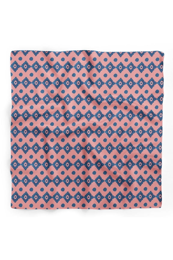 Orange Aztec Geometric Printed Pure Silk Scarf Neck Wrap Summer Hair Bandanas For Women 40 x 40 Inches