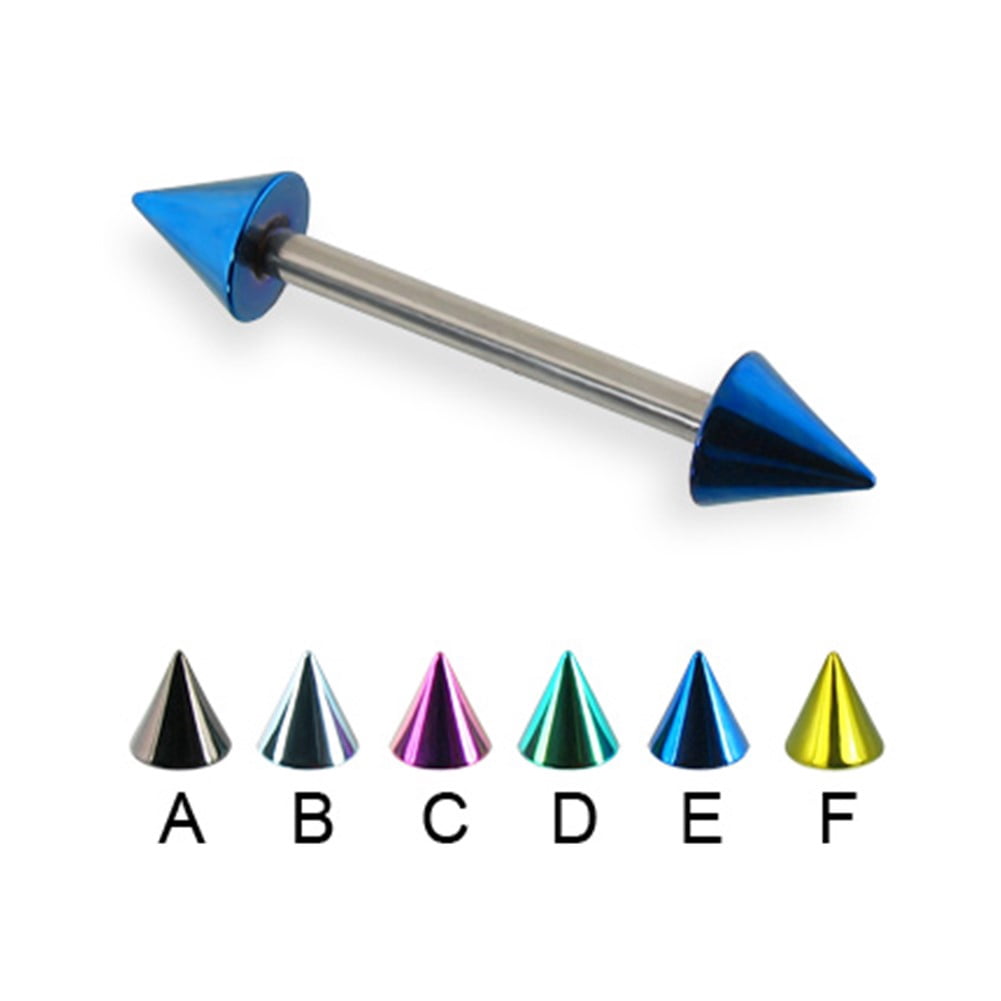 Colored Cone Straight Barbell, 14 Ga,1/2" (13Mm) Long,Light Blue - B ...