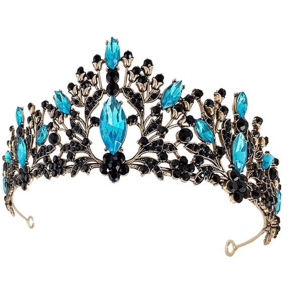 Niceauty Sky Blue Rhinestone Wedding Bridal Tiara Crown for Elegant Hair Decoration