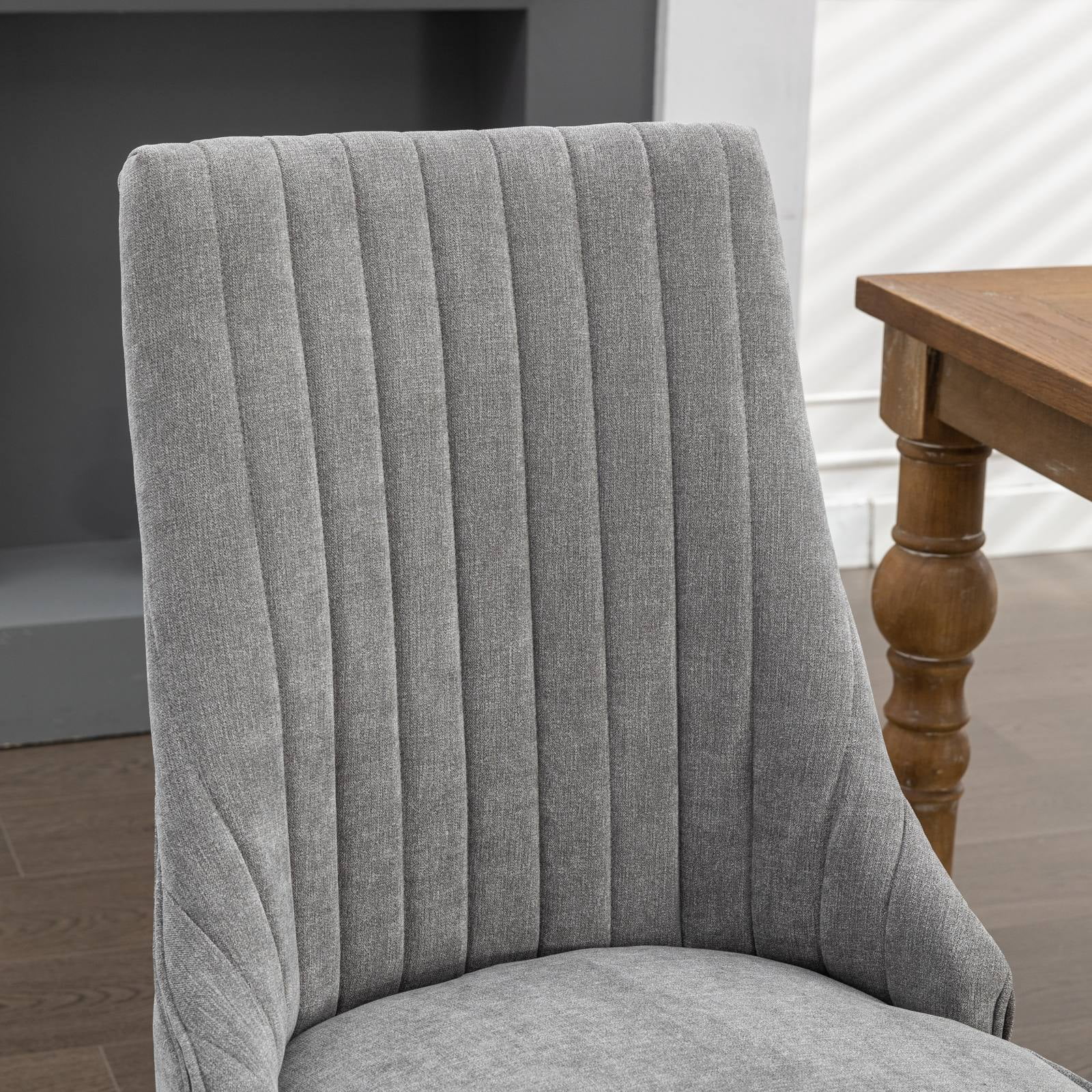 Aukfa Modern Velvet Dining Chairs Set of 2, Upholstered Kitchen Side Chair Accent Chair w/ Curved Solid Wood Legs,Gray