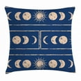 thumbnail image 1 of Sacred Geometrty Decor Throw Pillow Cushion Cover, Grungy Ethnic Design of Planetary with Sun Moon Phases of Mystery, Decorative Square Accent Pillow Case, 18 X 18 Inches, Blue Cream, by Ambesonne, 1 of 2