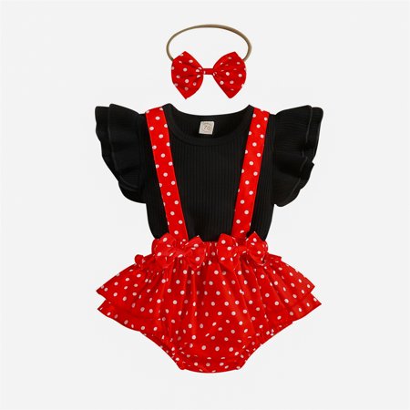 

3PCS Newborn Baby Girl Summer Clothes Floral Tops + Polka Dot Dress Tutu Skirts Outfits Set 0-6 Months