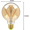 thumbnail image 2 of Classic Vintage Edison Light Bulb G95 Heart Pattern Soft LED Filament Amber Glass 4W 220/240V E27 Base, 2 of 5