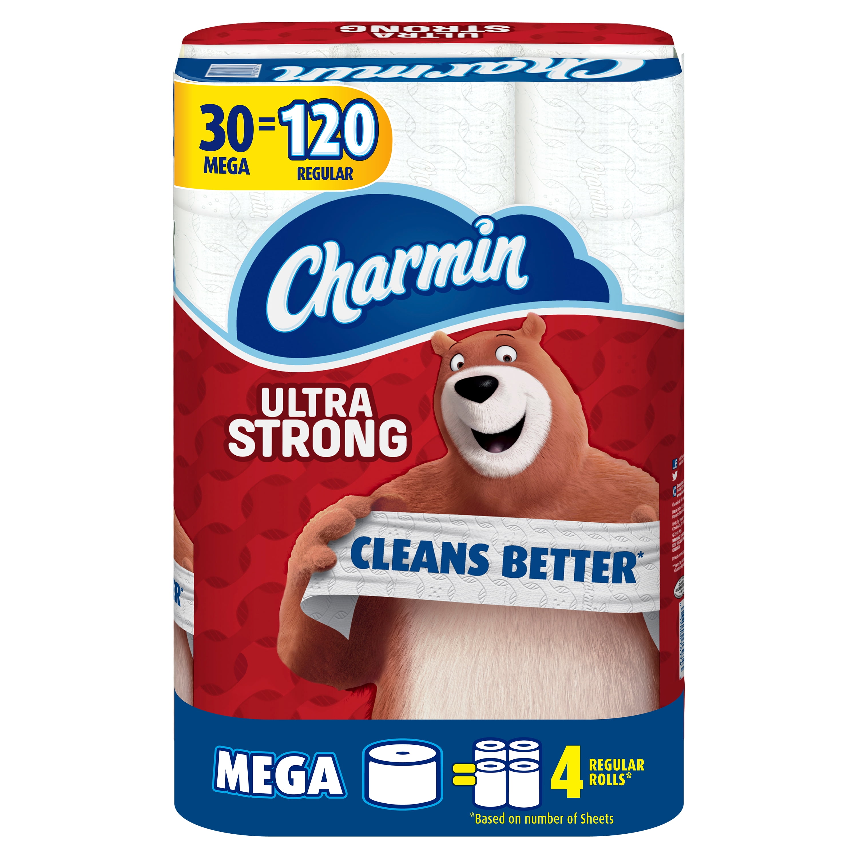 Charmin Ultra Strong Toilet Paper 30 Mega Roll, 286 Sheets Per Roll