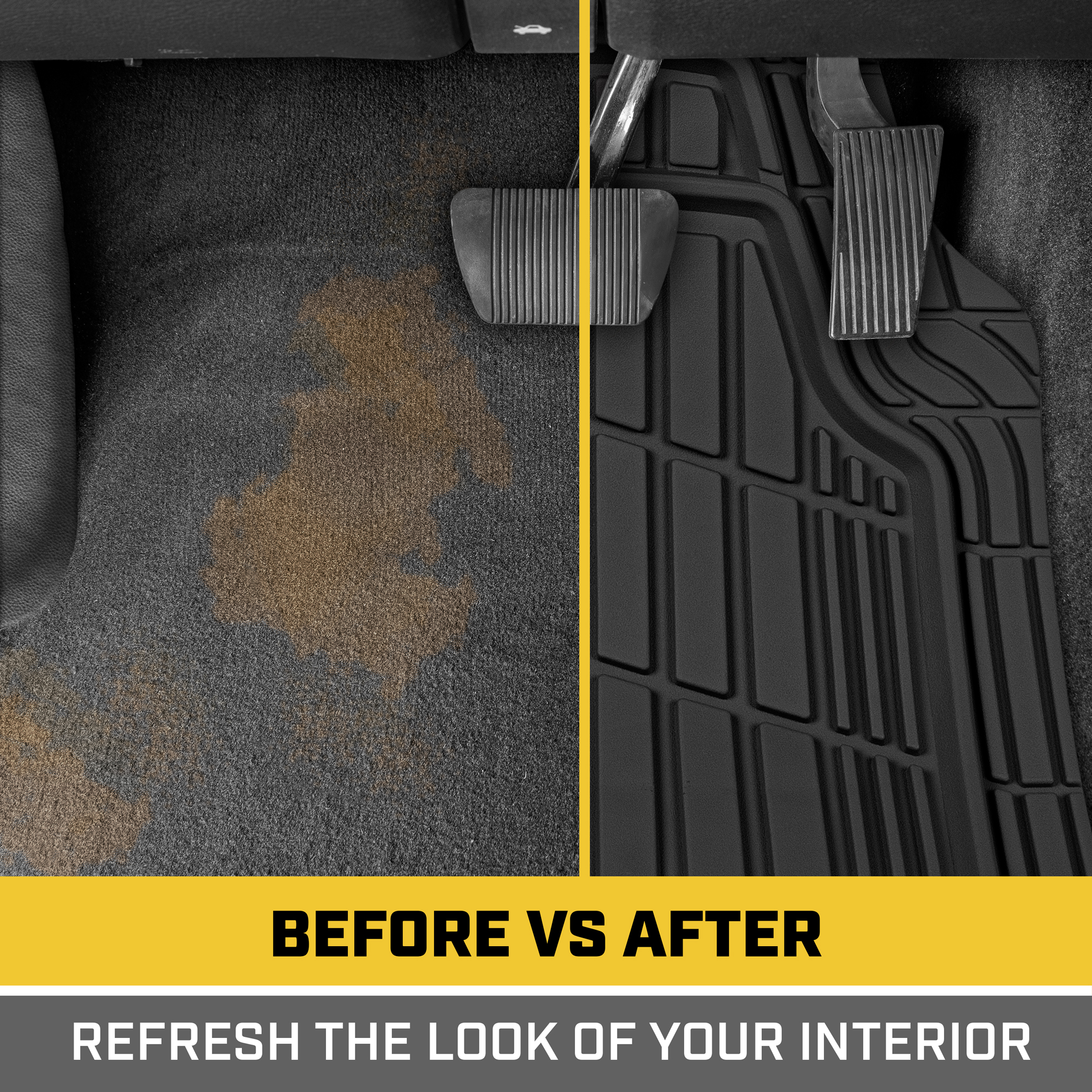 Caterpillar ToughRide Heavy-Duty Rubber Floor Mats & Cargo Trunk Liner Set