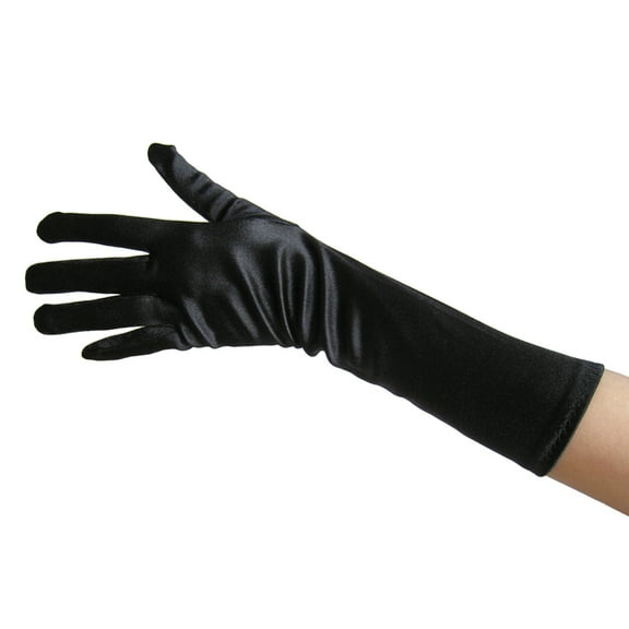 SeasonsTrading Black Satin Gloves (Elbow Length) - Wedding, Prom, Party
