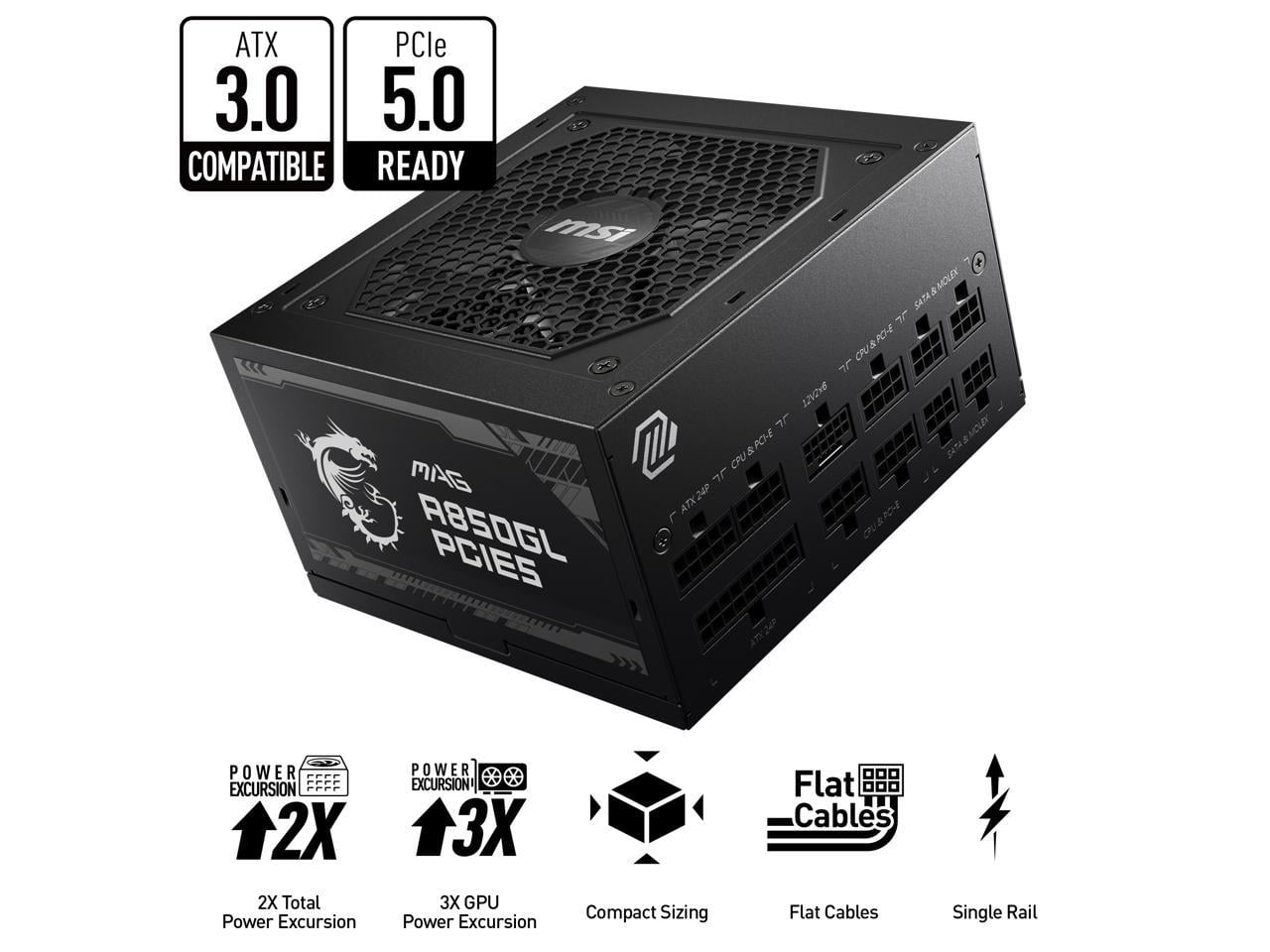 MSI - MAG A850GL PCIE5 WHITE, Fully Modular Gaming PSU, 80+ Gold