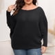 thumbnail image 4 of Suéter de cuello redondo para mujer, suéter grande liso con cuello redondo y hombros descubiertos, suéter holgado de punto a la moda para mujer, 4 of 5