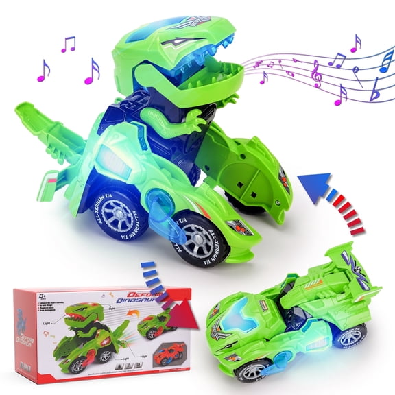 Toy Cars for Boys, Automatic Transforming Dinosaur Car Cool Toys Gifts for Boys Ideas Vehicle Playsets Boy Toys Age 6 7 8 9 Dinosuar Gifts for Toddlers Birthdays Gifts for Kids Age 4-8