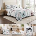 thumbnail image 6 of King Quilt Set 96''x106'', Teal Pink Spring Floral Lightweight Bedspread Coverlet Set with 2 Pillow Shams, Summer Botanical Watercolor Breathable All Season Quilt Bedding for Bedroom/Guest Room, 6 of 9