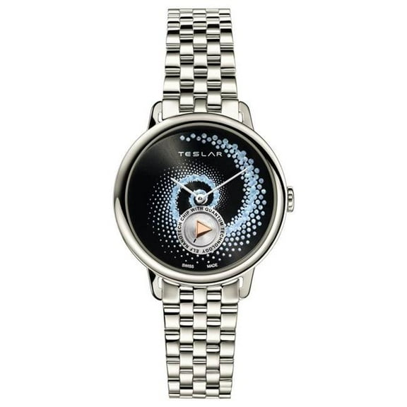 Teslar WTTL002 36 mm Re-Balance T-3 Black Dial Womens Watch, Silver Strap